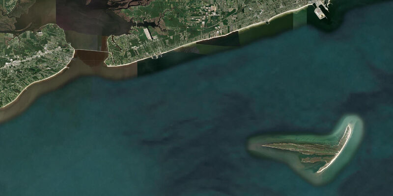 Satellite view of the coast near Pass Christian, MS