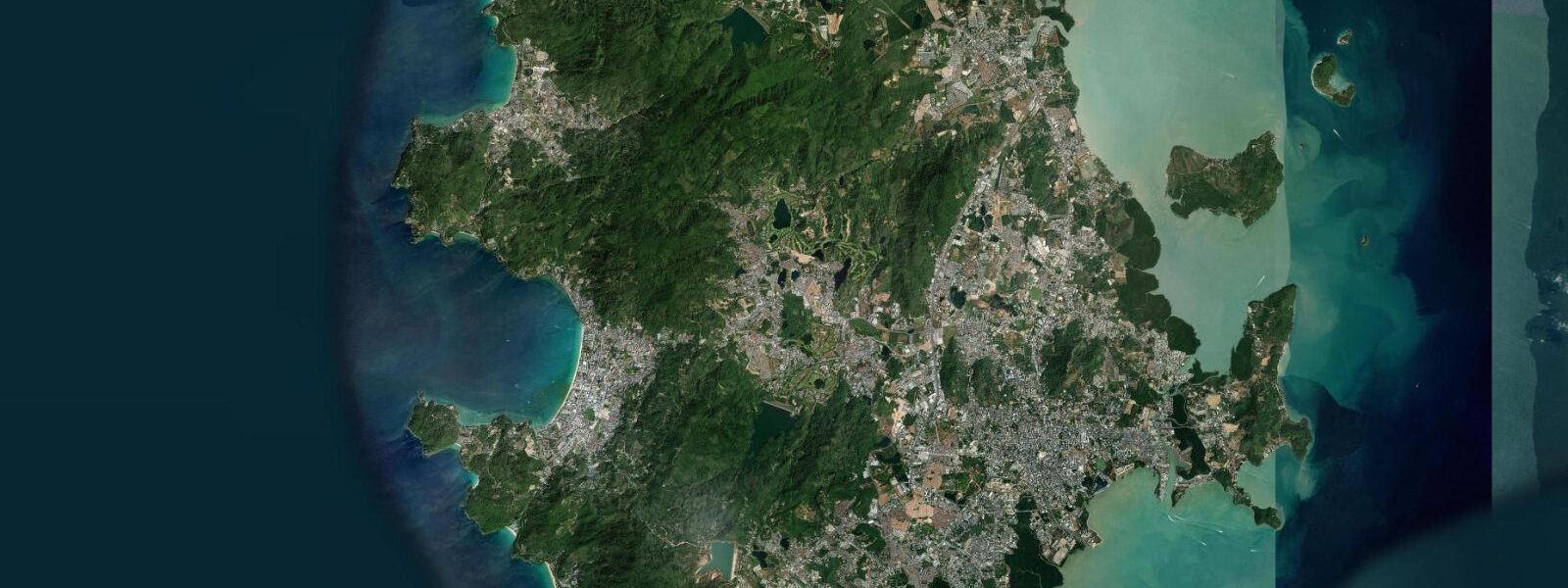 Satellite view of the coast near Patong Beach, Phuket