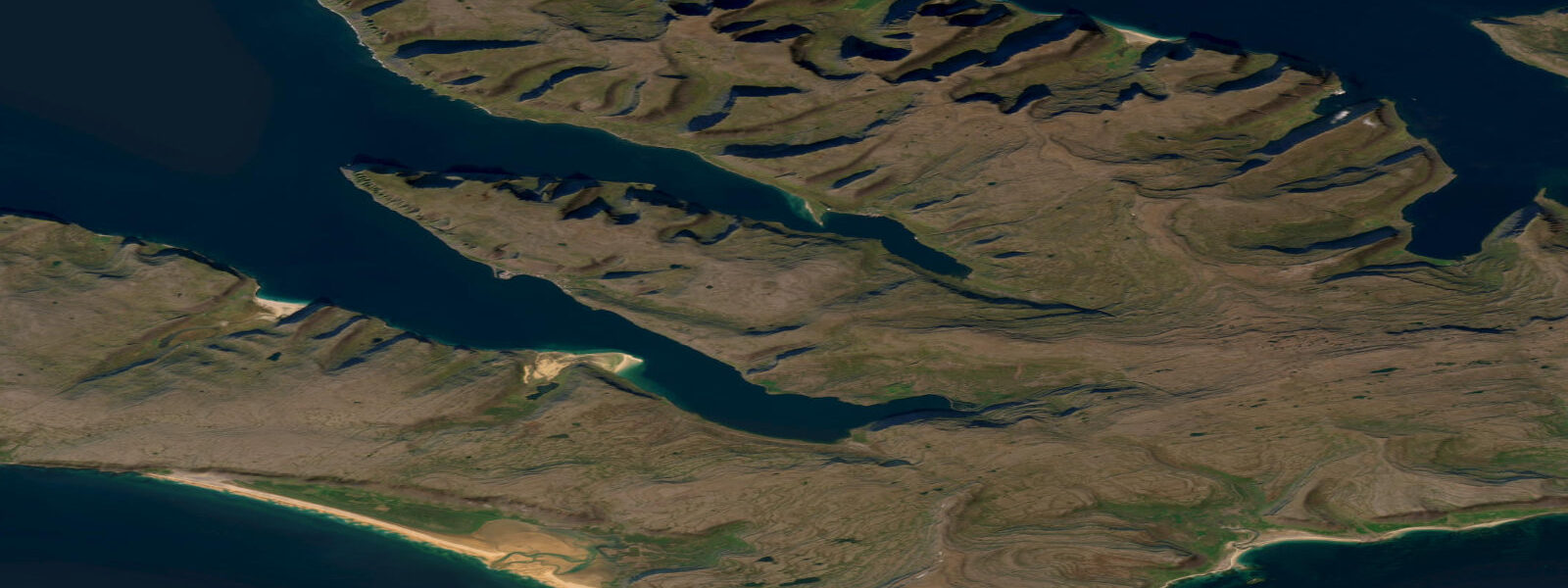 Satellite view of the coast near Patreksfjörður