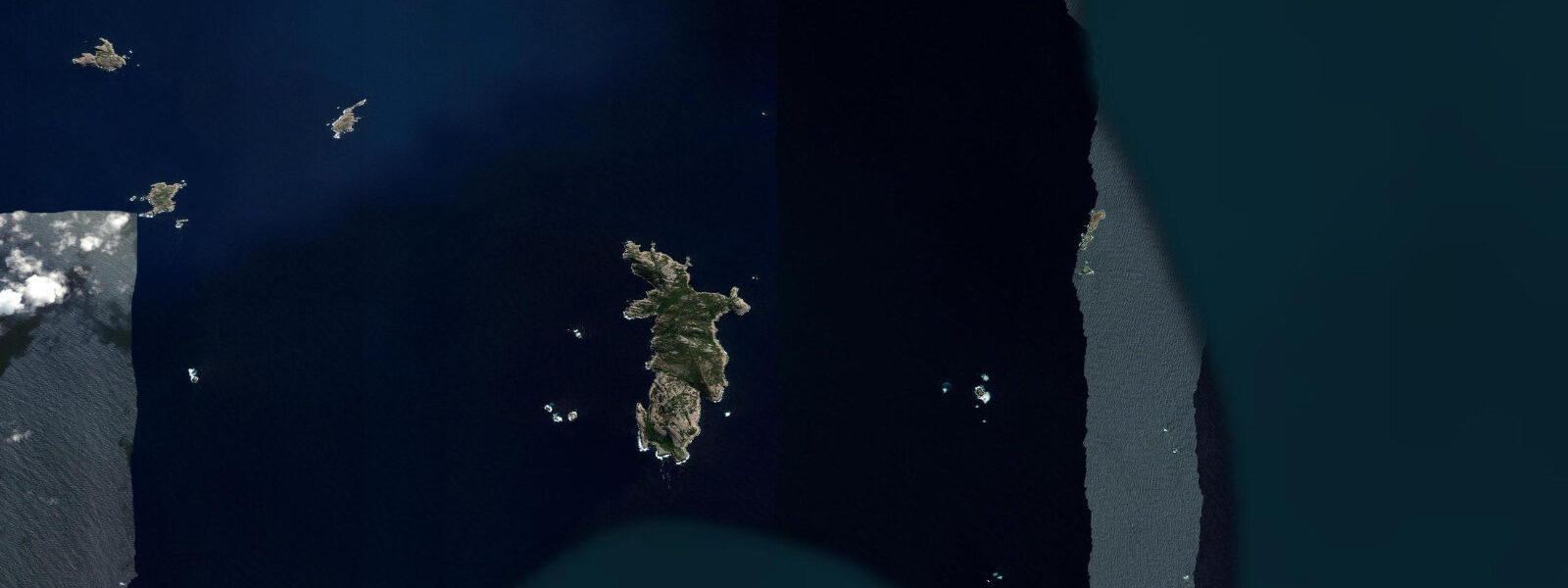Satellite view of the coast near Pearson Island