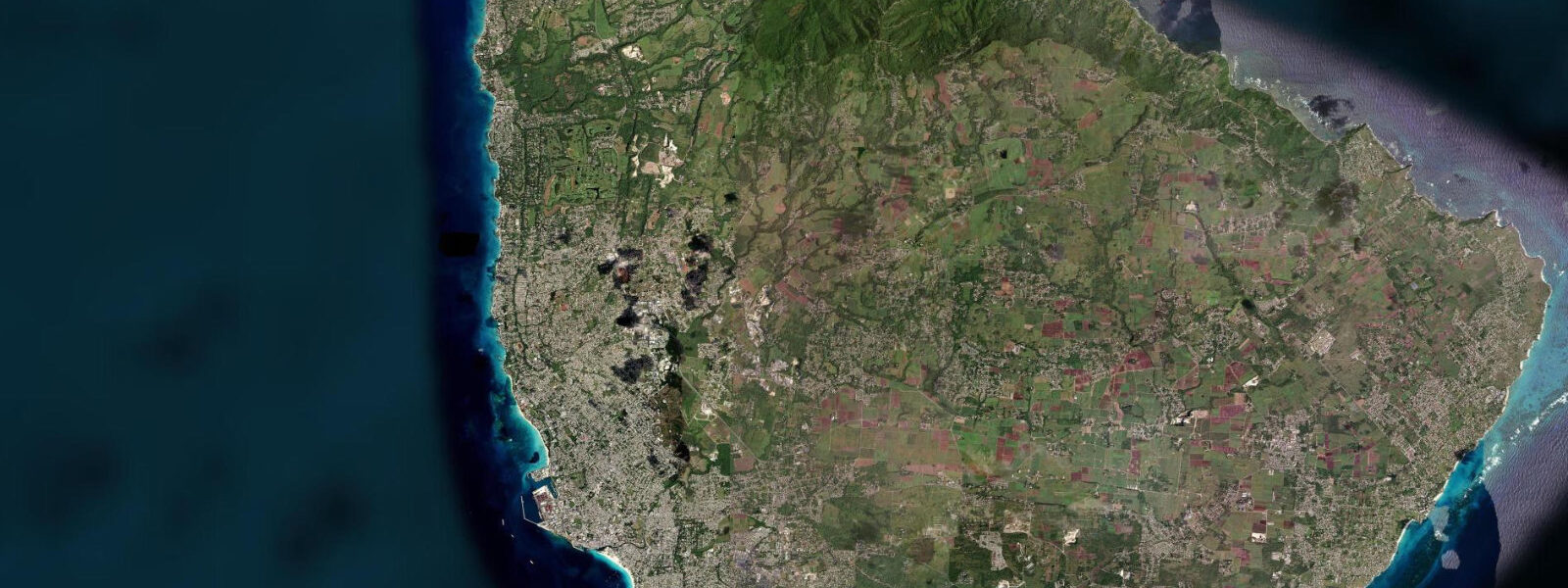 Satellite view of the coast near Pebbles Beach, Barbados