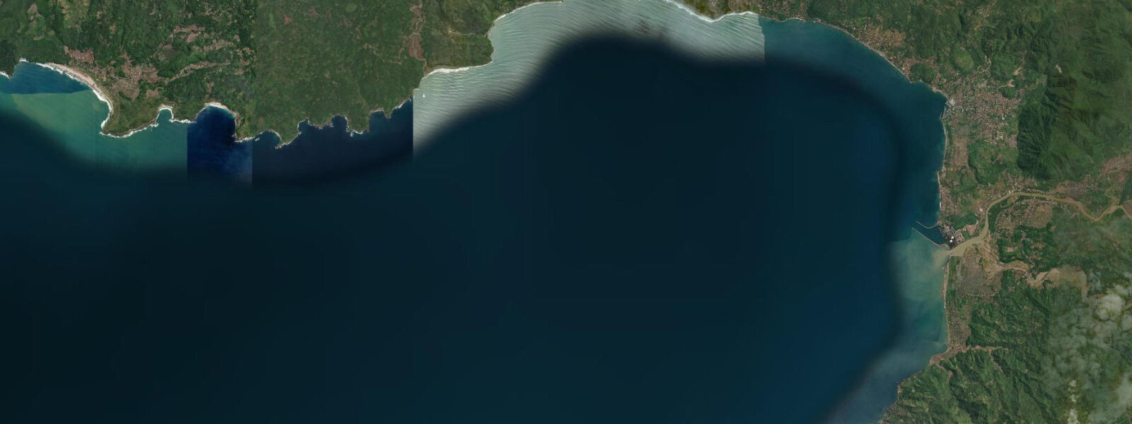 Satellite view of the coast near Pelabuhan Ratu