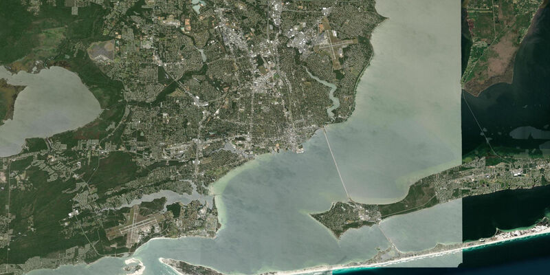 Satellite view of the coast near Pensacola, FL