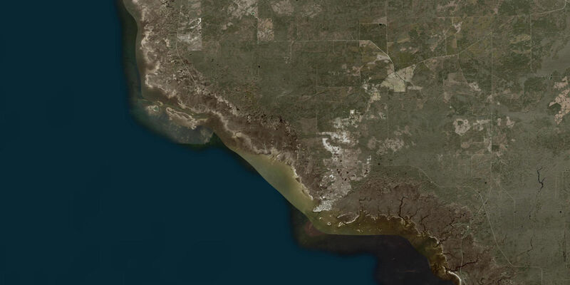 Satellite view of the coast near Pepperfish Keys