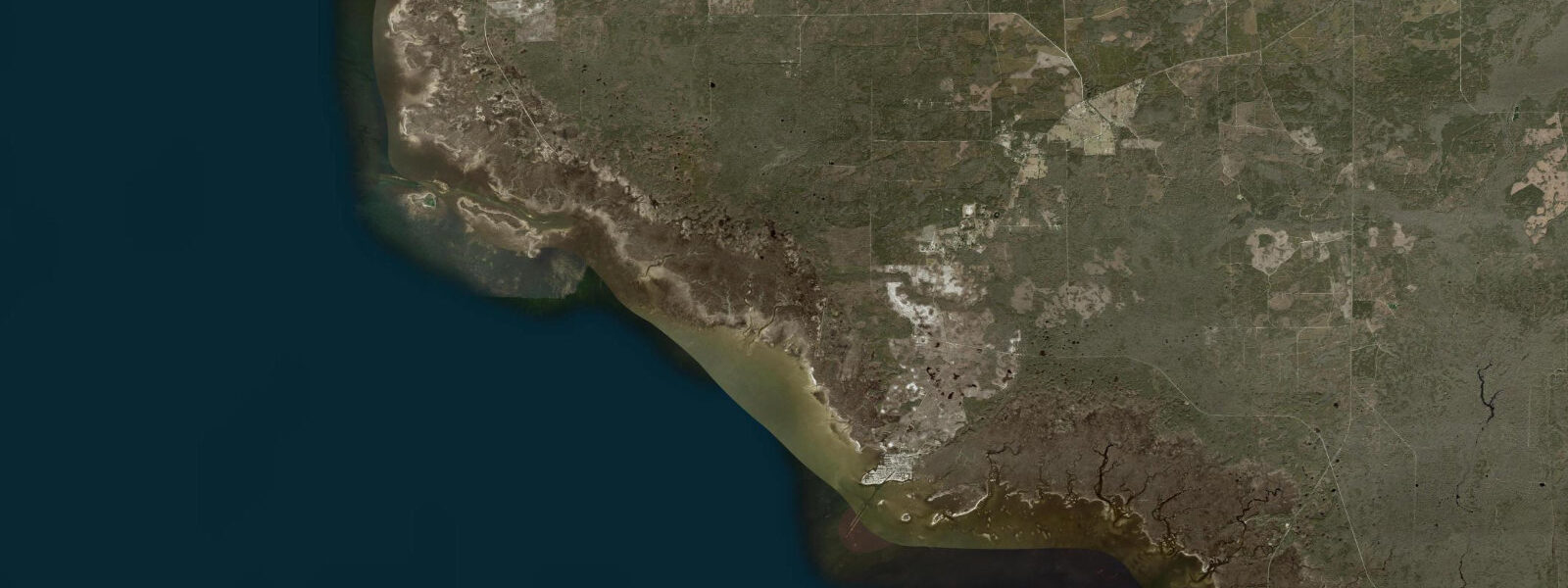Satellite view of the coast near Pepperfish Keys