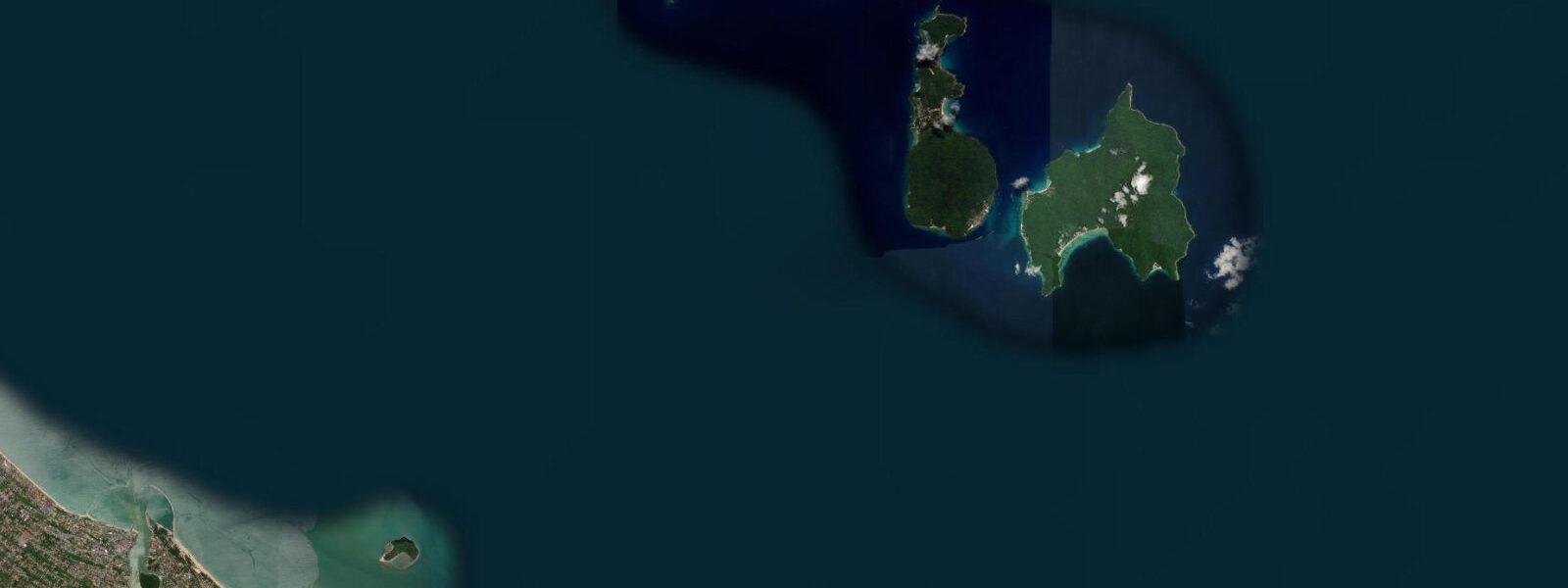 Satellite view of the coast near Perhentian Islands, Malaysia