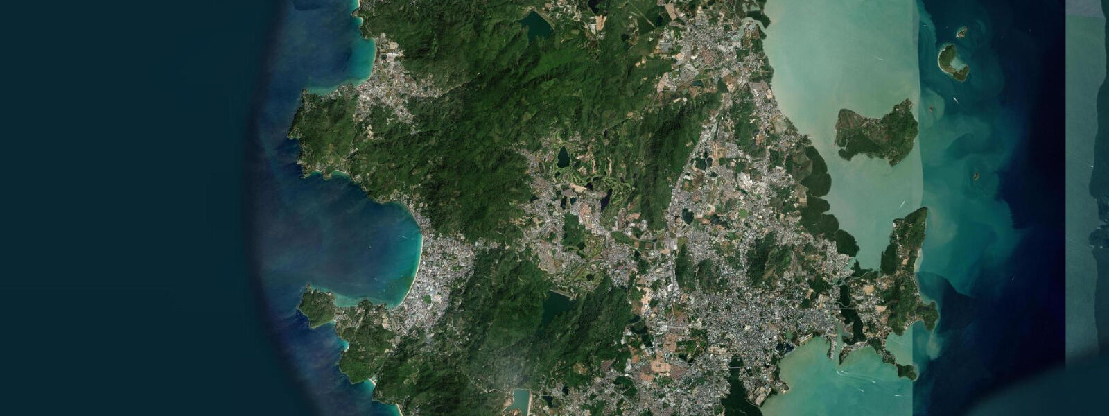 Satellite view of the coast near Phuket (Patong), Phuket