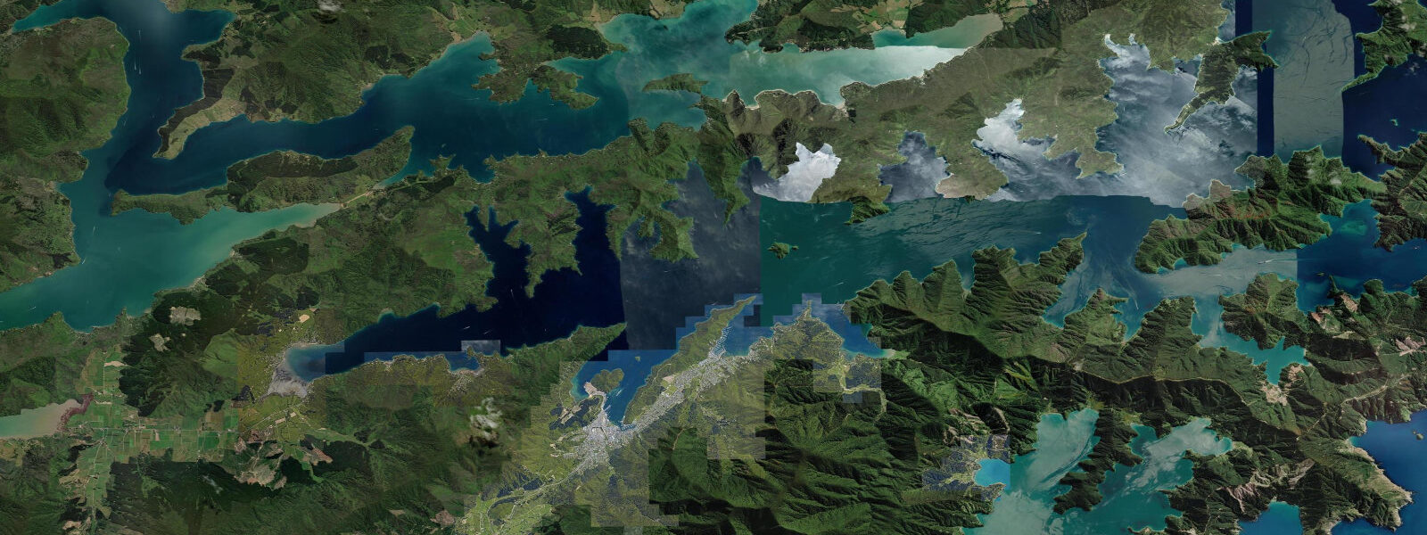Satellite view of the coast near Picton, Marlborough