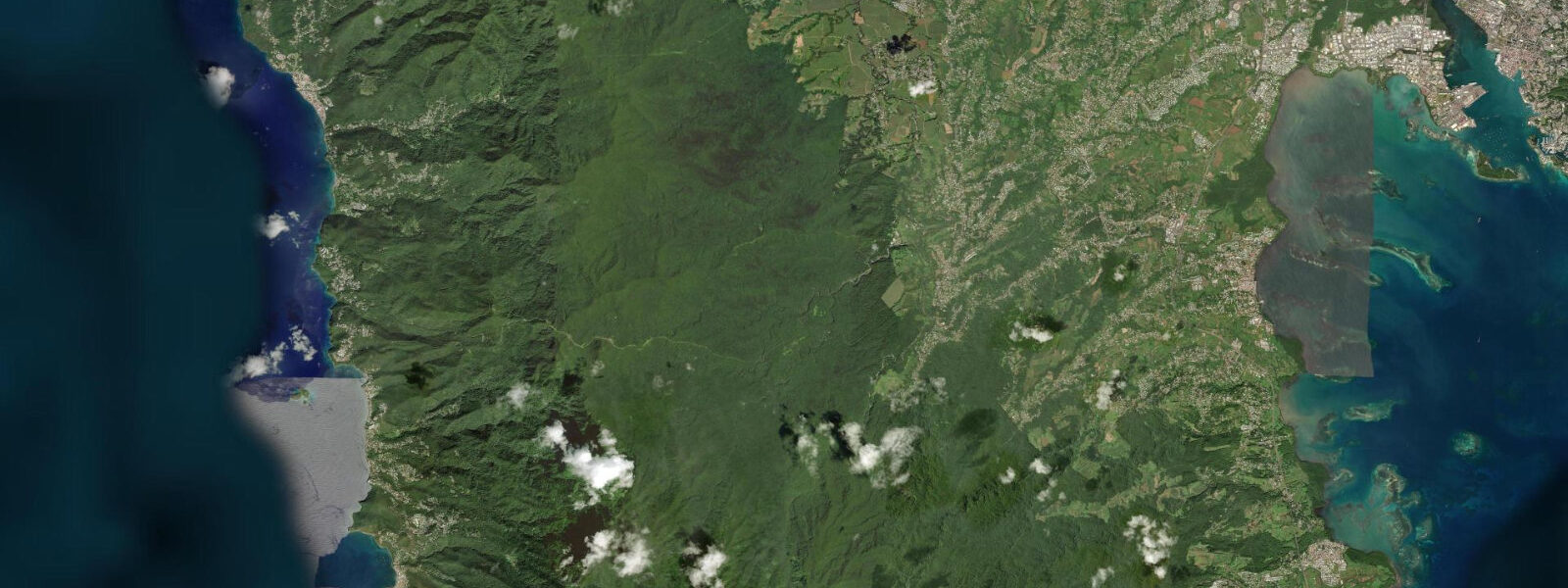 Satellite view of the coast near Pigeon Island