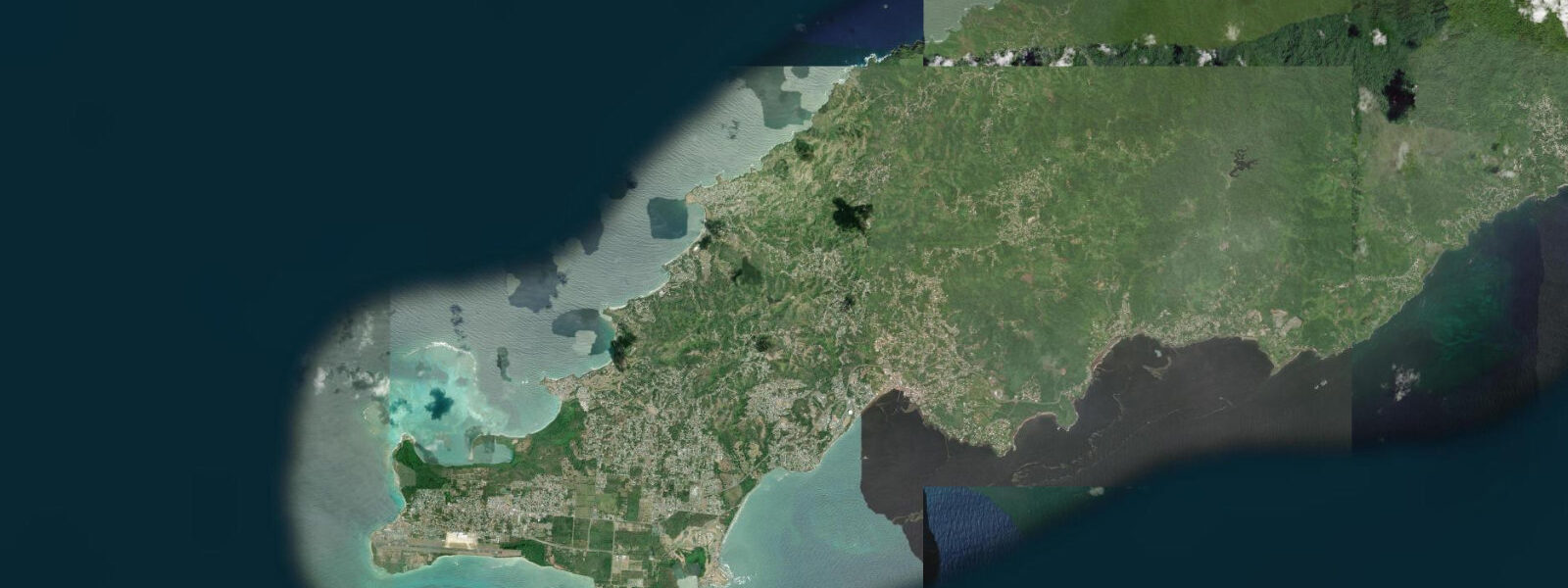 Satellite view of the coast near Pigeon Point, Tobago
