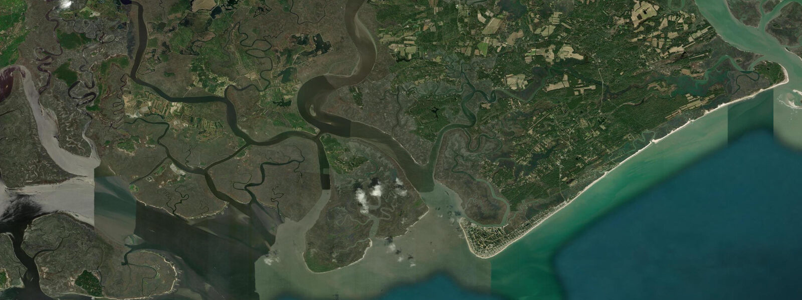 Satellite view of the coast near Pine Landing