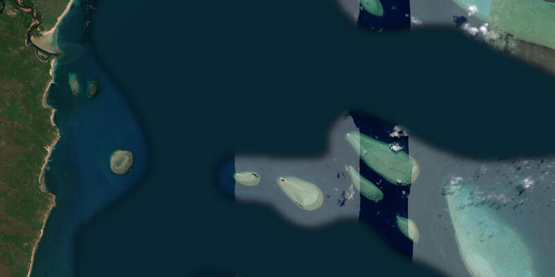Satellite view of the coast near Piper Island