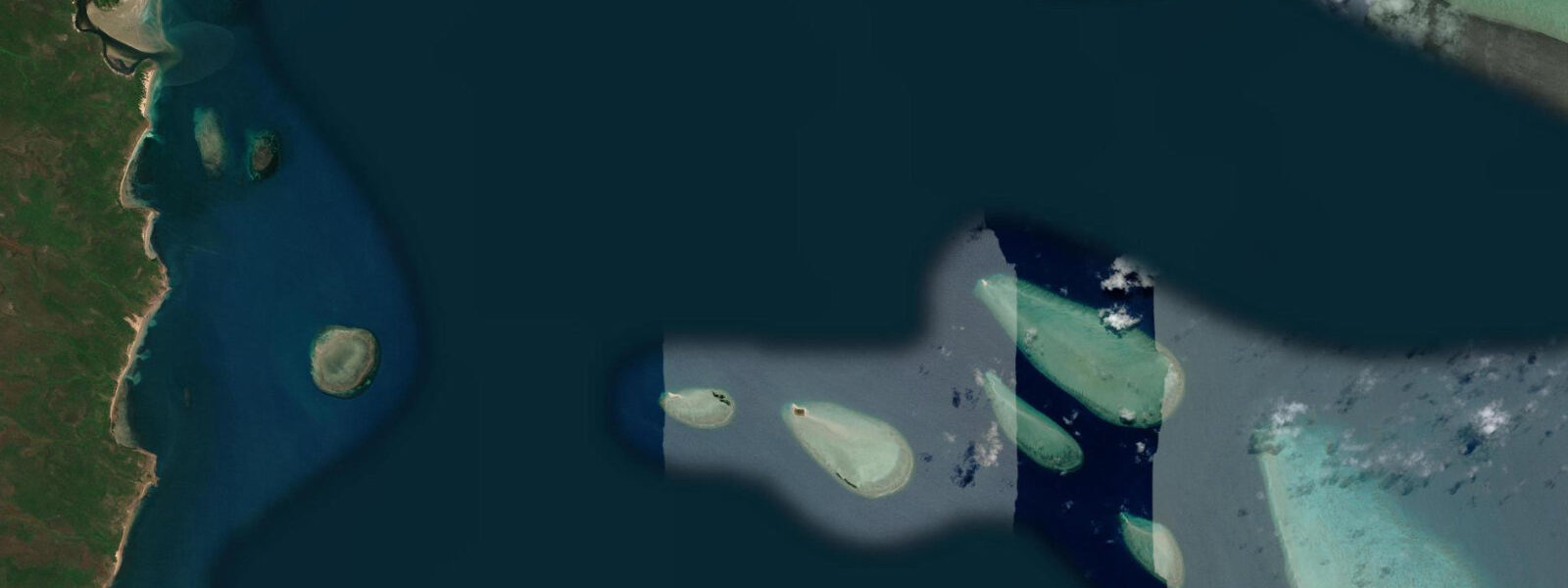 Satellite view of the coast near Piper Island