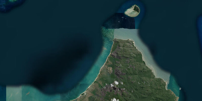 Satellite view of the coast near Pipon Island