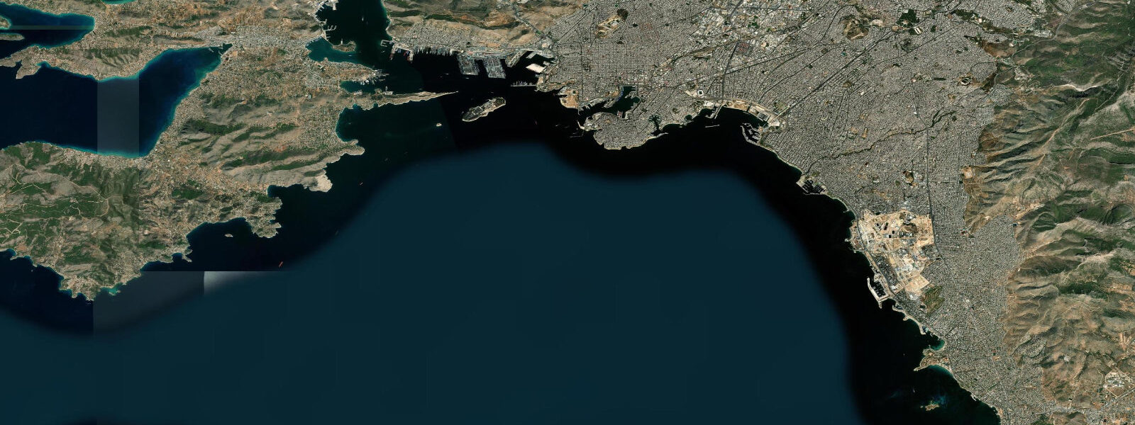 Satellite view of the coast near Piraeus (Athens)