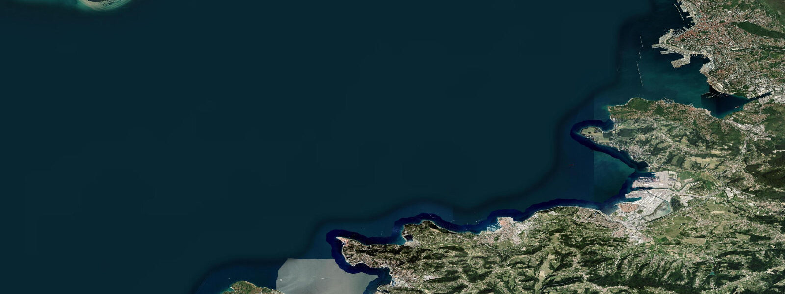 Satellite view of the coast near Piran