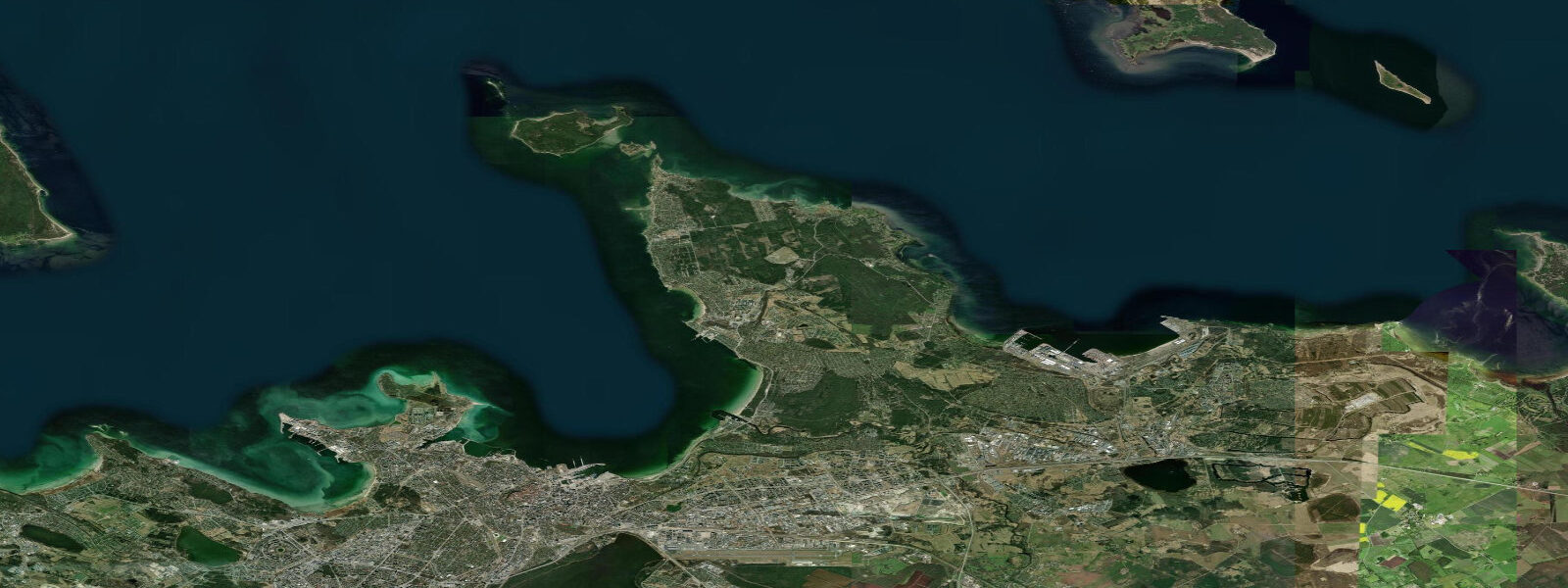 Satellite view of the coast near Pirita, Estonia
