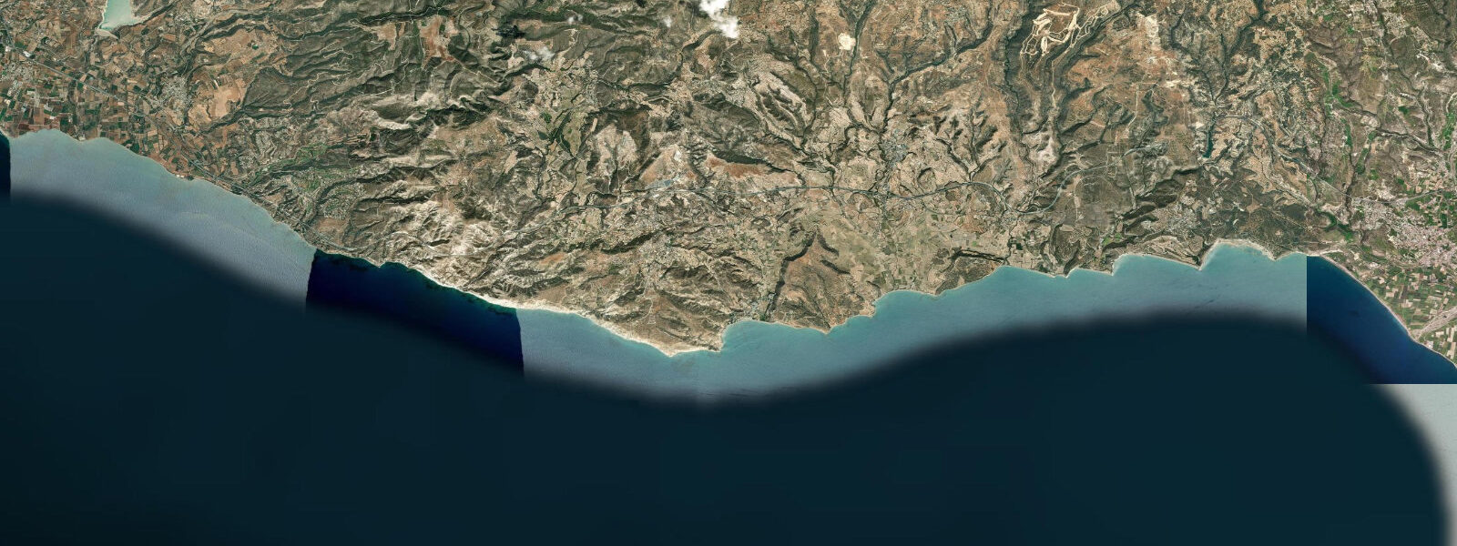 Satellite view of the coast near Pissouri, Limassol District