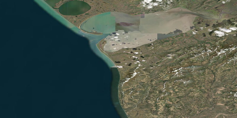 Satellite view of the coast near Platinum