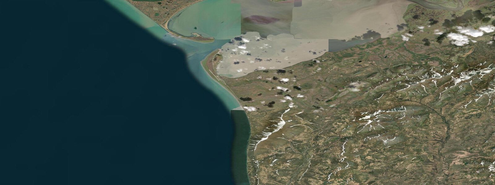 Satellite view of the coast near Platinum