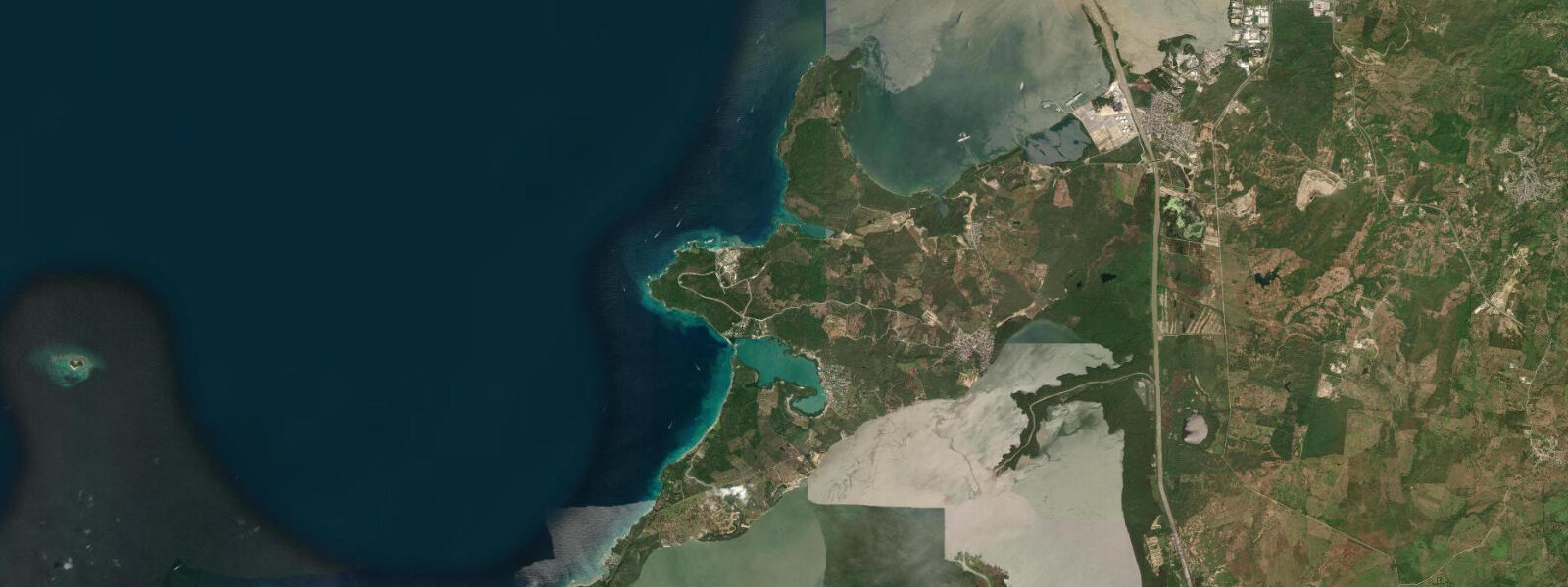 Satellite view of the coast near Playa Blanca, Bolívar