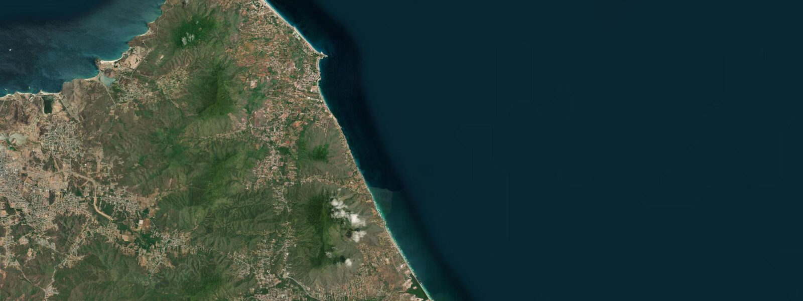 Satellite view of the coast near Playa El Yaque, Margarita Island