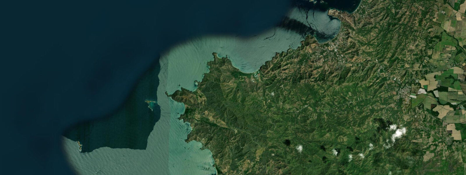 Satellite view of the coast near Playa Flamingo, Guanacaste