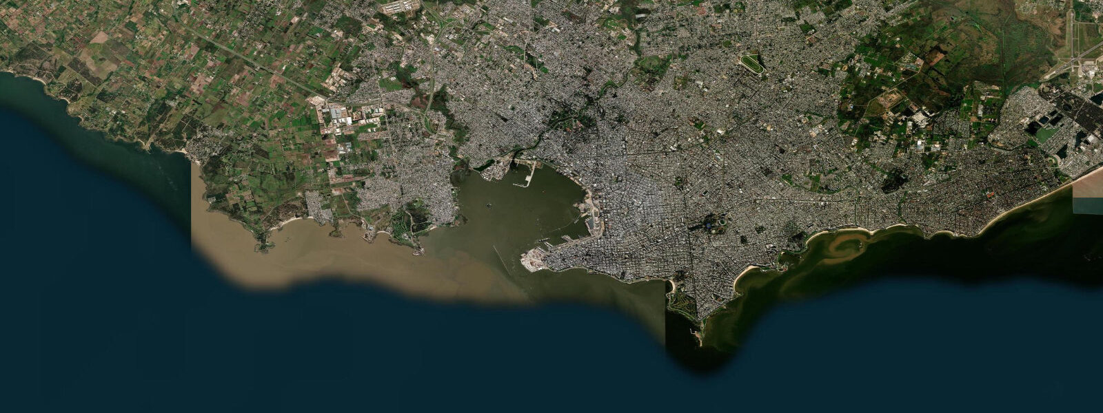Satellite view of the coast near Playa Pocitos