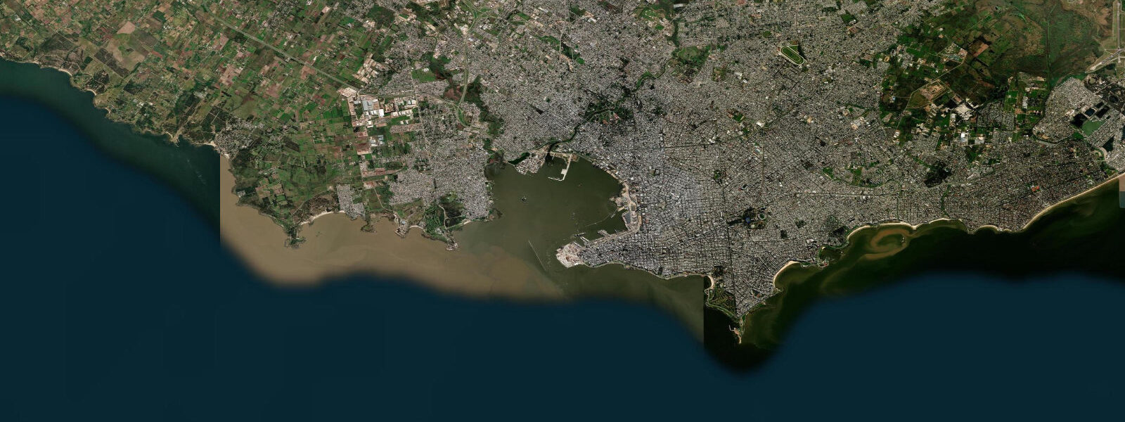 Satellite view of the coast near Playa Ramírez