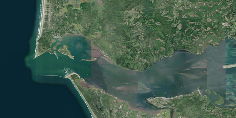 Satellite view of the coast near Point Adams