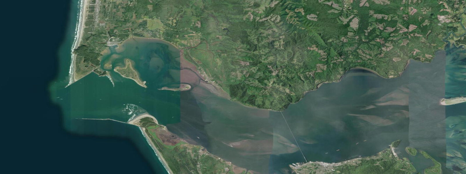 Satellite view of the coast near Point Adams