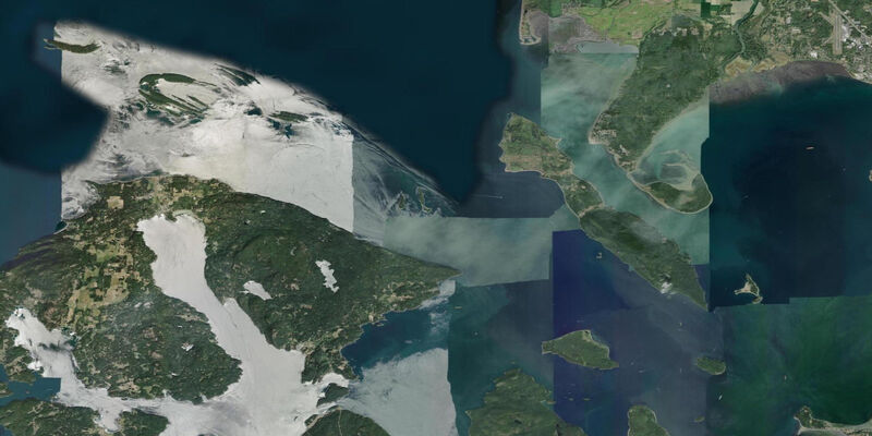 Satellite view of the coast near Point Migley