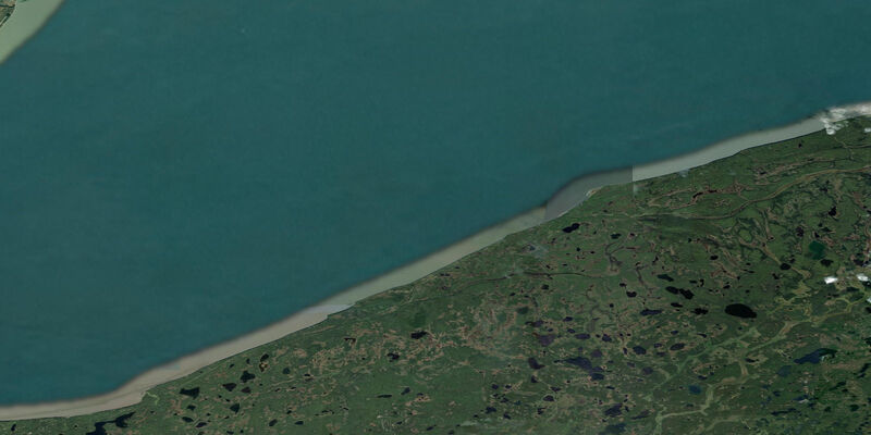 Satellite view of the coast near Point Possession