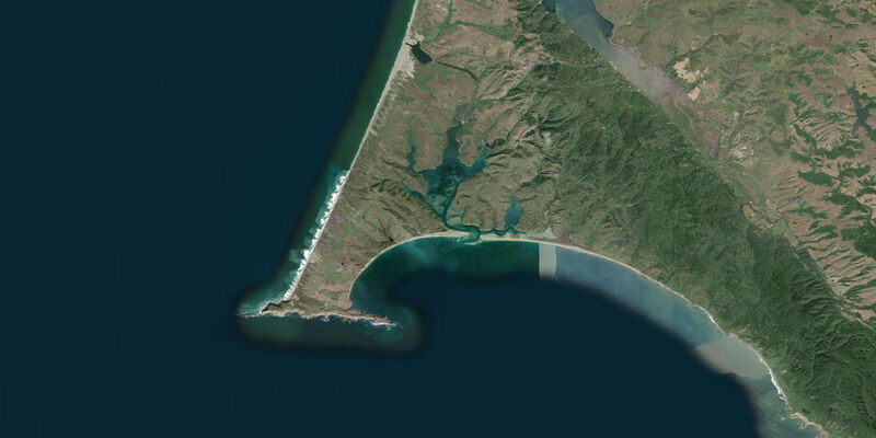 Satellite view of the coast near Point Reyes