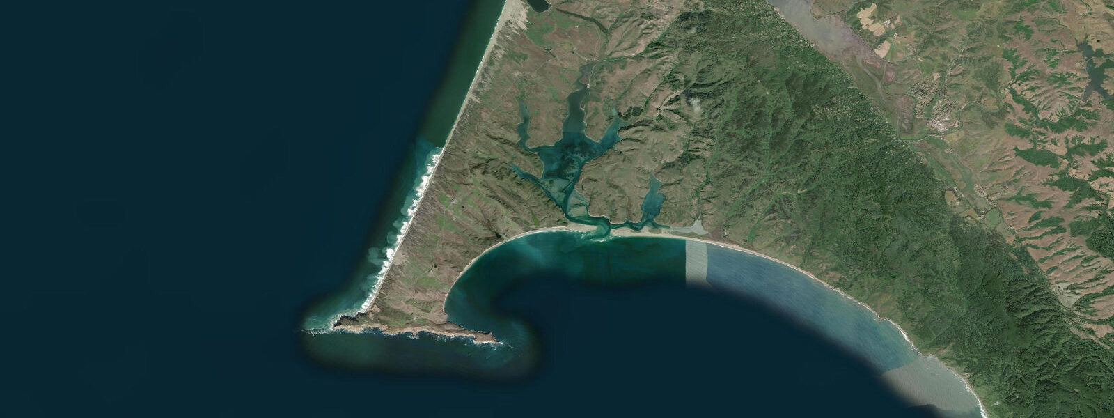 Satellite view of the coast near Point Reyes