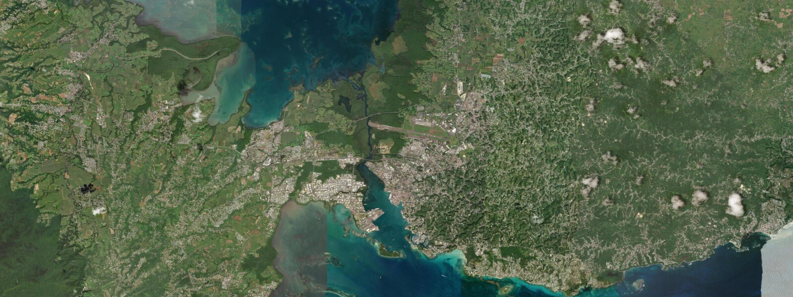 Satellite view of the coast near Pointe-à-Pitre