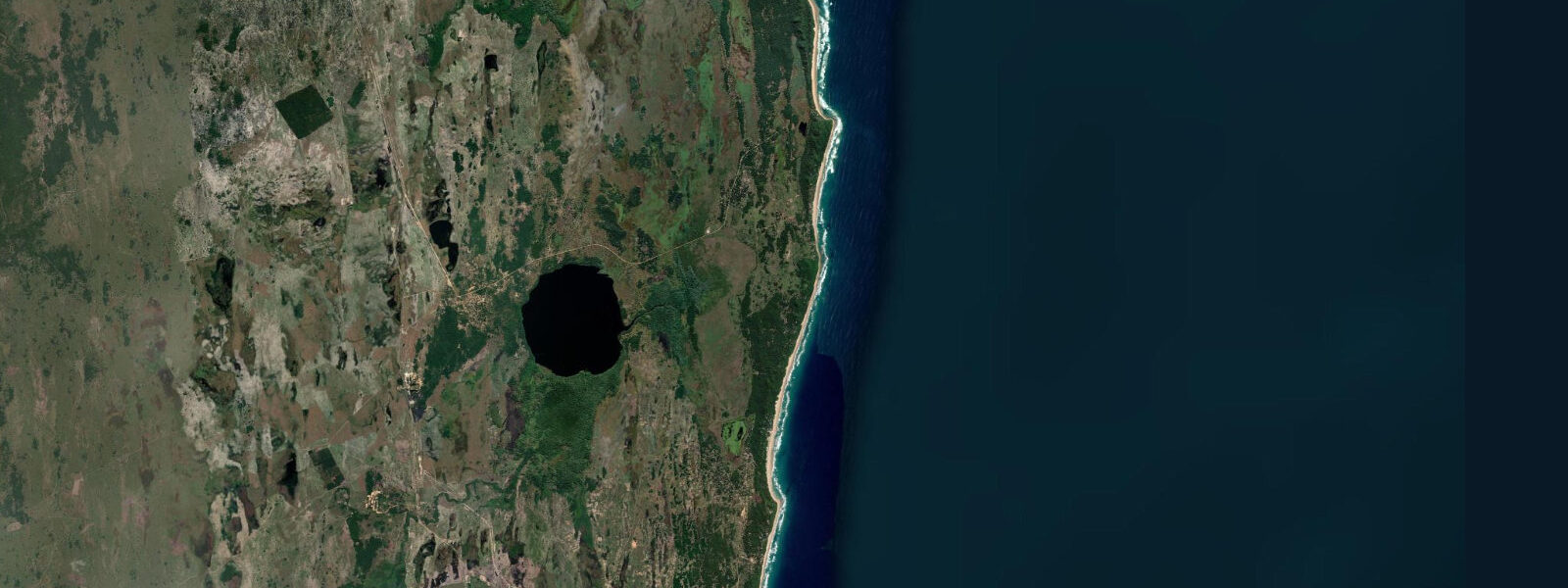 Satellite view of the coast near Ponta do Ouro