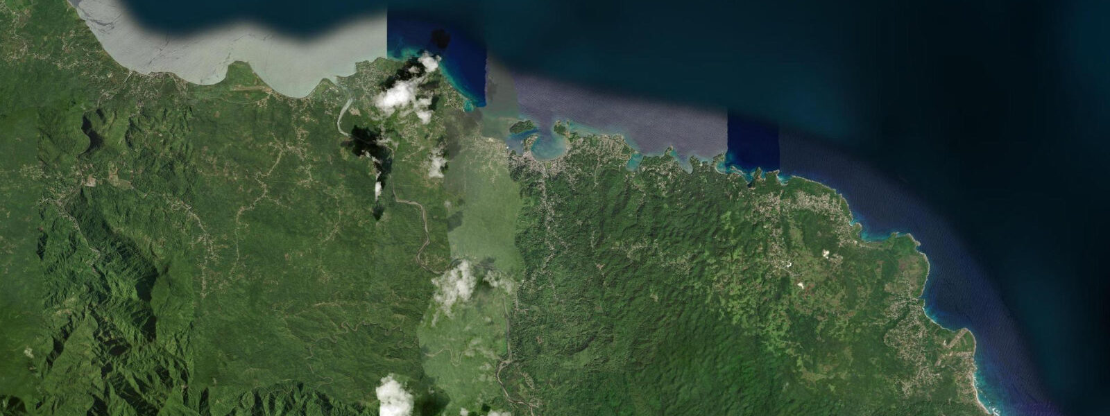Satellite view of the coast near Port Antonio, Jamaica