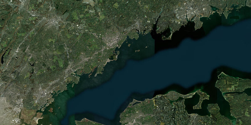 Satellite view of the coast near Port Chester
