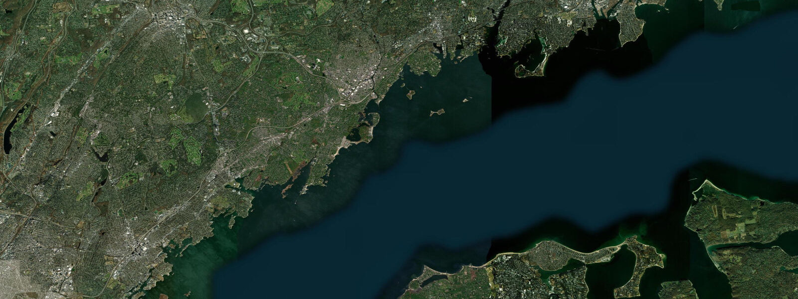 Satellite view of the coast near Port Chester