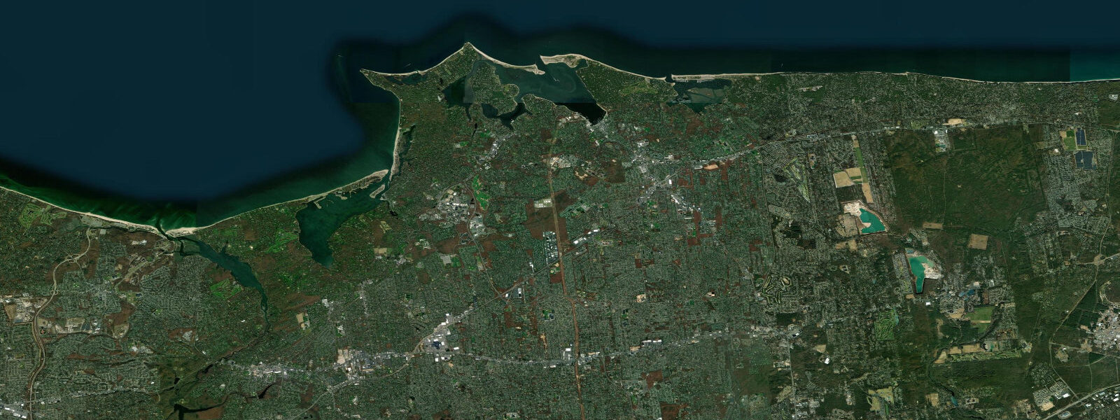 Satellite view of the coast near Port Jefferson