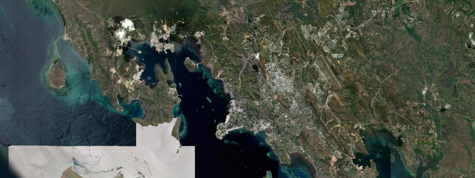 Satellite view of the coast near Port Moresby