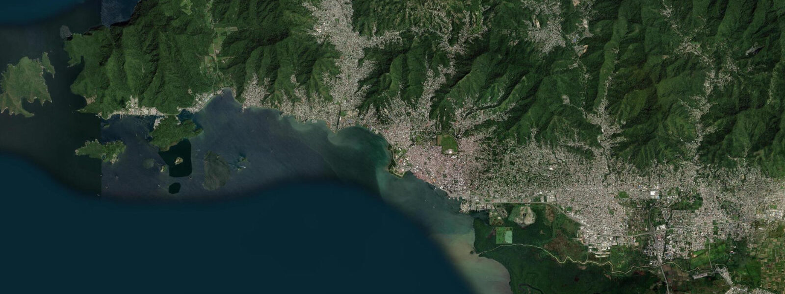 Satellite view of the coast near Port of Spain