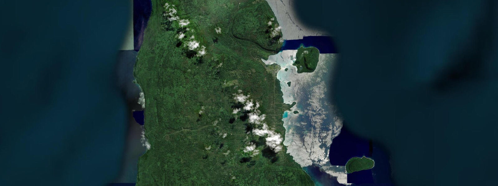 Satellite view of the coast near Port Olry
