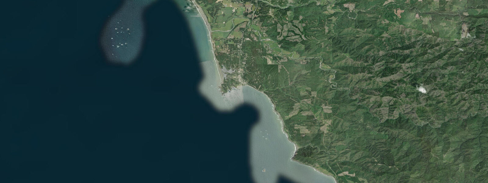 Satellite view of the coast near Port Orford