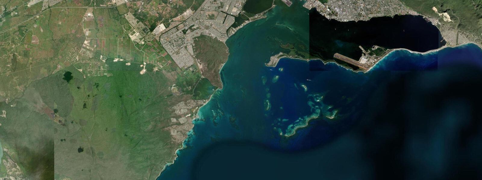 Satellite view of the coast near Port Royal, Jamaica