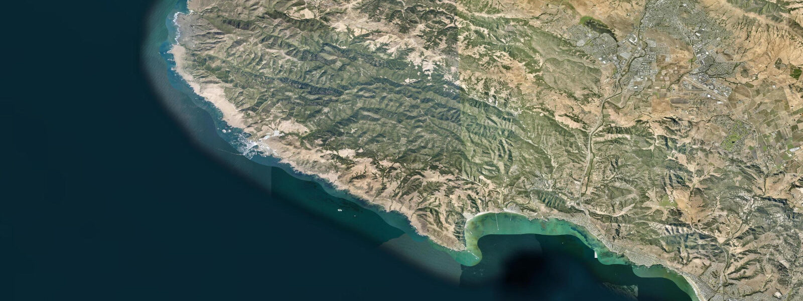 Satellite view of the coast near Port San Luis