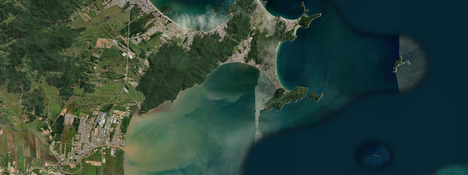 Satellite view of the coast near Porto Belo