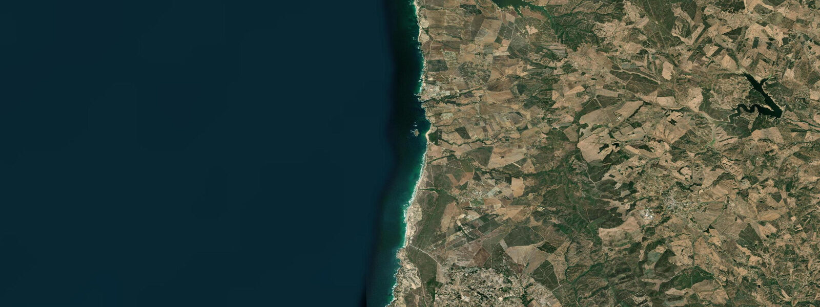 Satellite view of the coast near Porto Covo, Alentejo Coast