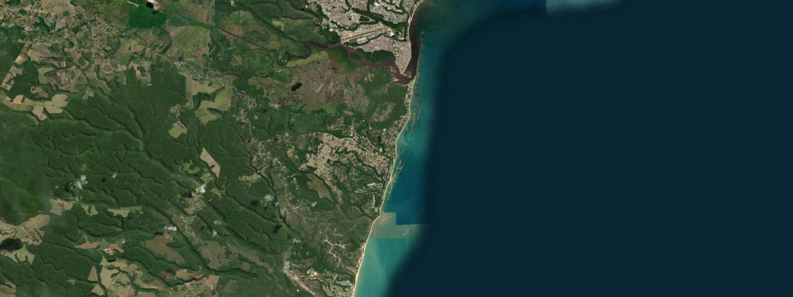 Satellite view of the coast near Porto Seguro